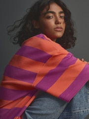 Orange/Purple Oversized Relaxed Fit Boxy Heavyweight Crew Neck T-Shirt - Image 1 of 7