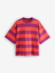 Orange/Purple Oversized Relaxed Fit Boxy Heavyweight Crew Neck T-Shirt - Image 5 of 7