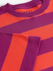 Orange/Purple Oversized Relaxed Fit Boxy Heavyweight Crew Neck T-Shirt - Image 7 of 7