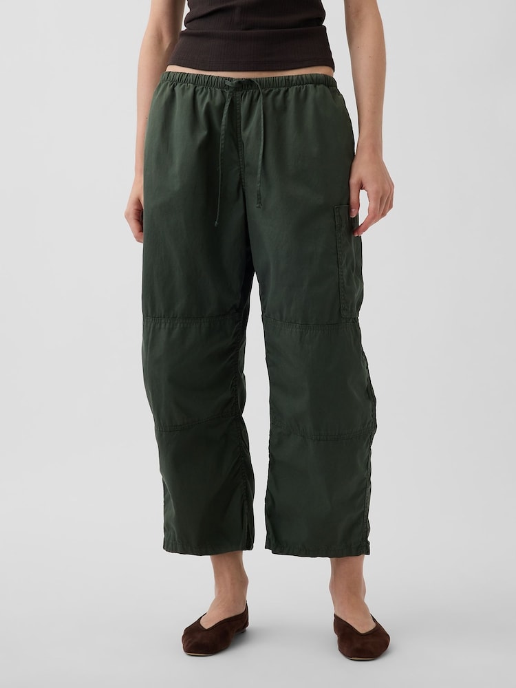 Gap Green Mid Rise Twill Easy Barrel Utility Trousers - Image 1 of 5
