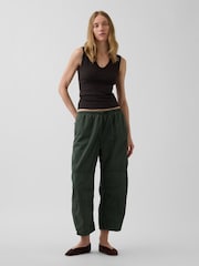 Gap Green Mid Rise Twill Easy Barrel Utility Trousers - Image 4 of 5