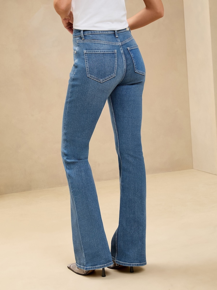 Lipsy Mid Wash Blue Petite Mid Rise Flare Jeans - Image 5 of 5