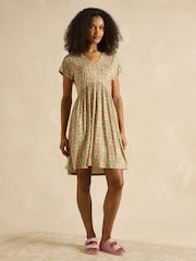 Розового/зеленого цвета - Joules Nia Jersey V-Neck Dress - Image 1 of 6