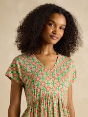Розового/зеленого цвета - Joules Nia Jersey V-Neck Dress - Image 3 of 6