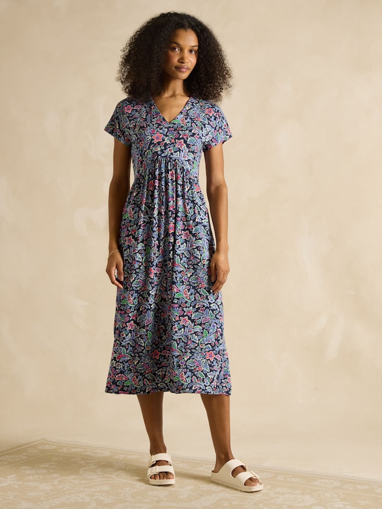 Joules Nia Navy V-Neck Dress - Image 1 of 7