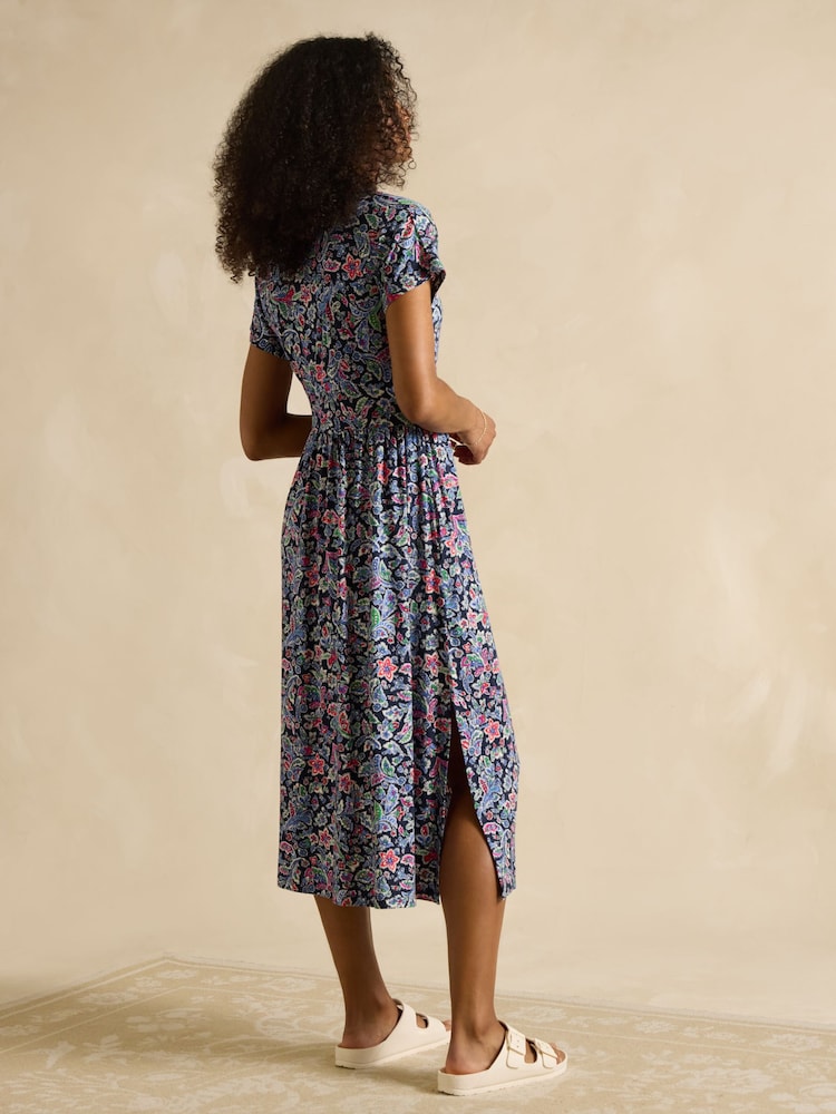 Joules Nia Navy V-Neck Dress - Image 2 of 7