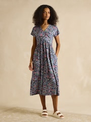 Joules Nia Navy V-Neck Dress - Image 6 of 7