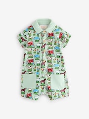 Green Farm Collared 100% Cotton Cath Kidston Romper - Image 1 of 7