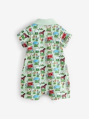 Green Farm Collared 100% Cotton Cath Kidston Romper - Image 2 of 7