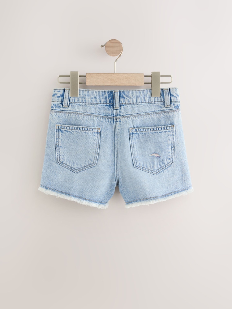 Rainbow 100% Cotton Frayed Edge Distressed Shorts (3-16yrs) - Image 6 of 8