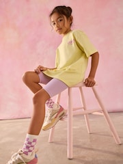 Yellow Slogan 100% Cotton T-Shirt And Cycling Shorts Set (3-16yrs) - Image 3 of 4