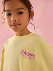 Yellow Slogan 100% Cotton T-Shirt And Cycling Shorts Set (3-16yrs) - Image 4 of 4