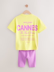 Gelb Schriftzug - T-Shirt und Radlerhose im Set aus 100 % Baumwolle (3–16 J.) - Bild 7 von 9