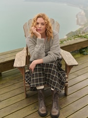 Neutral Mole Waffle Stitch V-Neck Knitted Jumper with Wool - Image 5 of 8