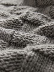 Neutral Mole Waffle Stitch V-Neck Knitted Jumper with Wool - Image 8 of 8