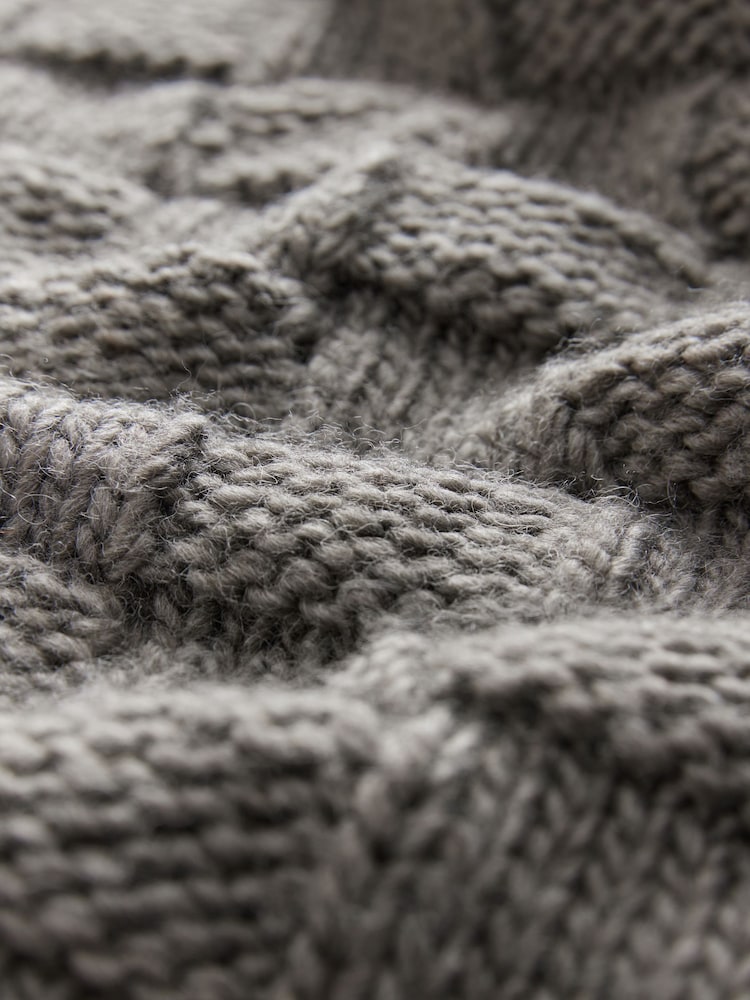 Neutral Mole Waffle Stitch V-Neck Knitted Jumper with Wool - Image 8 of 8