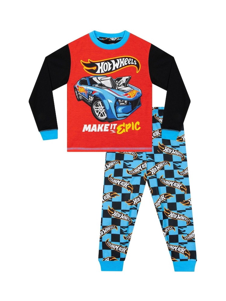 Character Red Hot Wheels Race Car Long Sleeve Pyjamas - Image 1 of 9