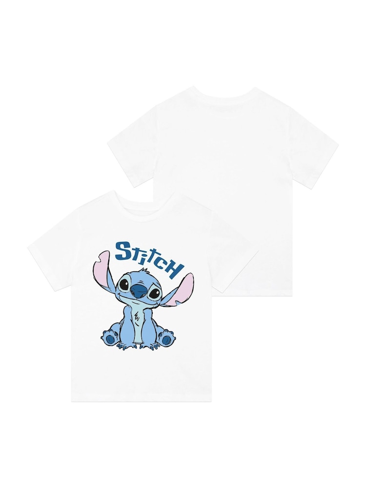 Character White Disney Lilo And Stitch 100% Cotton T-Shirt - Image 1 of 5