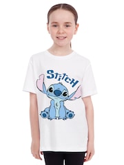 Character White Disney Lilo And Stitch 100% Cotton T-Shirt - Image 4 of 5