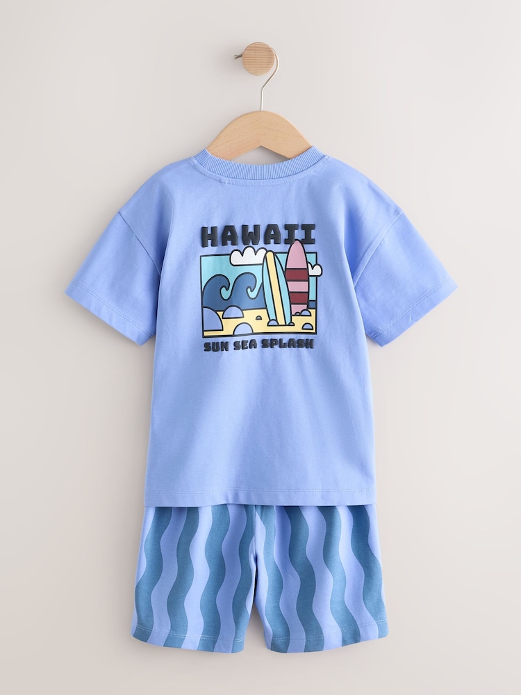 Blue/Brown Short Pyjamas 3 Pack (9mths-12yrs) - Image 11 of 16