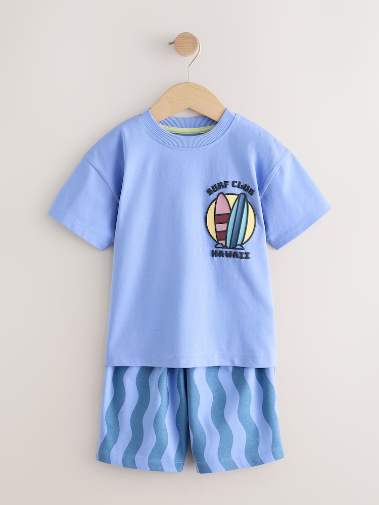Blue/Brown Short Pyjamas 3 Pack (9mths-12yrs) - Image 8 of 16