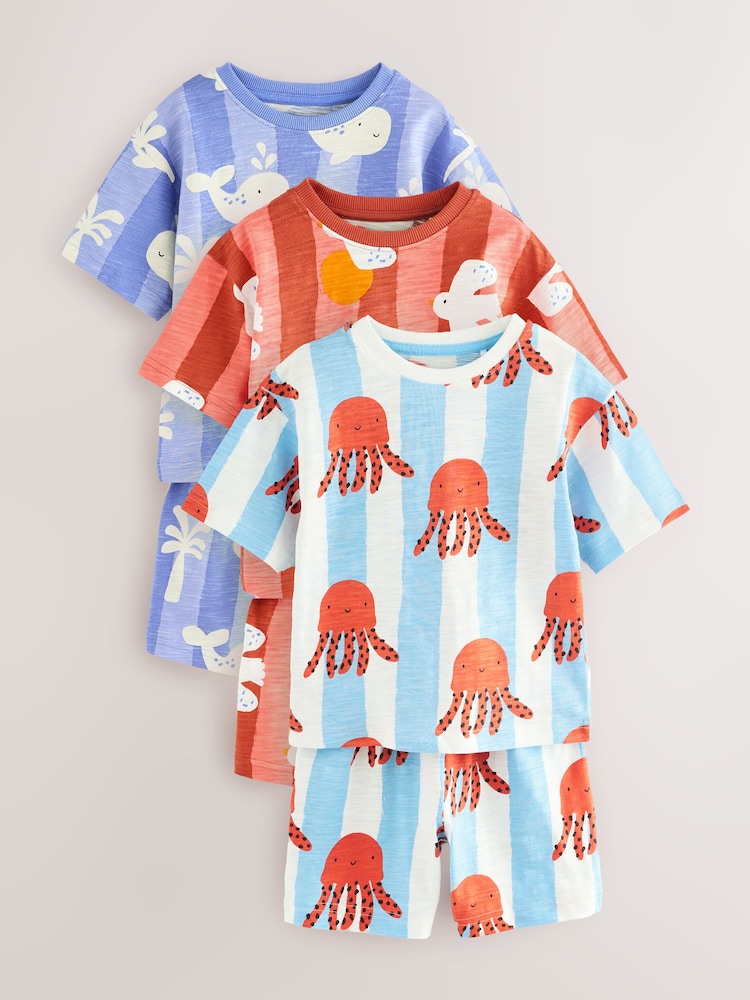 Multi Sea Creature Short Pyjamas 3 Pack (9mths-10yrs) - Image 6 of 12