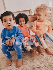 Multi Bright Surf Potisk; vzorec - 3 Pack mehek in prijeten na dotik Pižame (9mths-8yrs) - Slika 2 iz 8