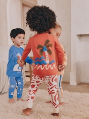 Multi Bright Surf Potisk; vzorec - 3 Pack mehek in prijeten na dotik Pižame (9mths-8yrs) - Slika 3 iz 8