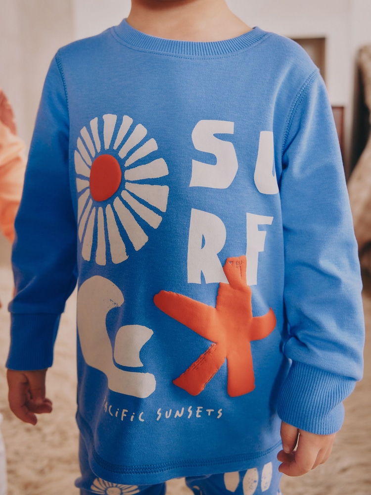 Multi Bright Surf print 3 Pack Snuggle Pyjamas (9mths-8yrs) - Image 5 of 8