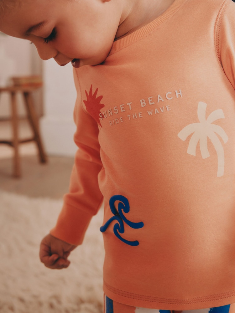 Multi Bright Surf print 3 Pack Snuggle Pyjamas (9mths-8yrs) - Image 6 of 8