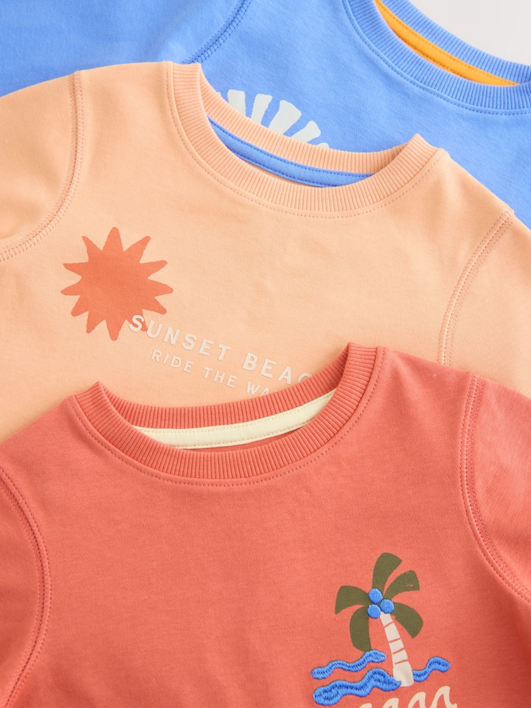 Multi Bright Surf print 3 Pack Snuggle Pyjamas (9mths-8yrs) - Image 7 of 8