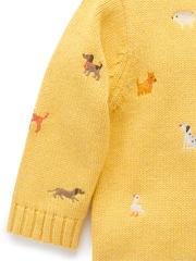 Purebaby Yellow Embroidered Dog Print Jumper - Image 3 of 4