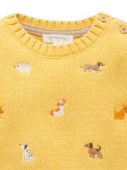 Purebaby Yellow Embroidered Dog Print Jumper - Image 4 of 4