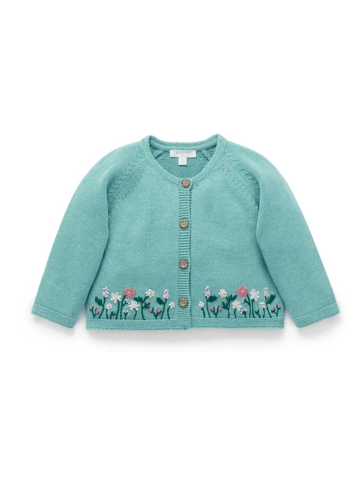 Purebaby Green Floral Detail Cardigan - Image 1 of 4