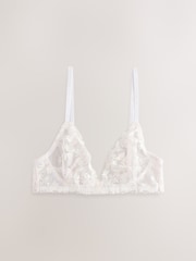 self. Cream Bralette Floral Print Lace Bra - Image 5 of 7