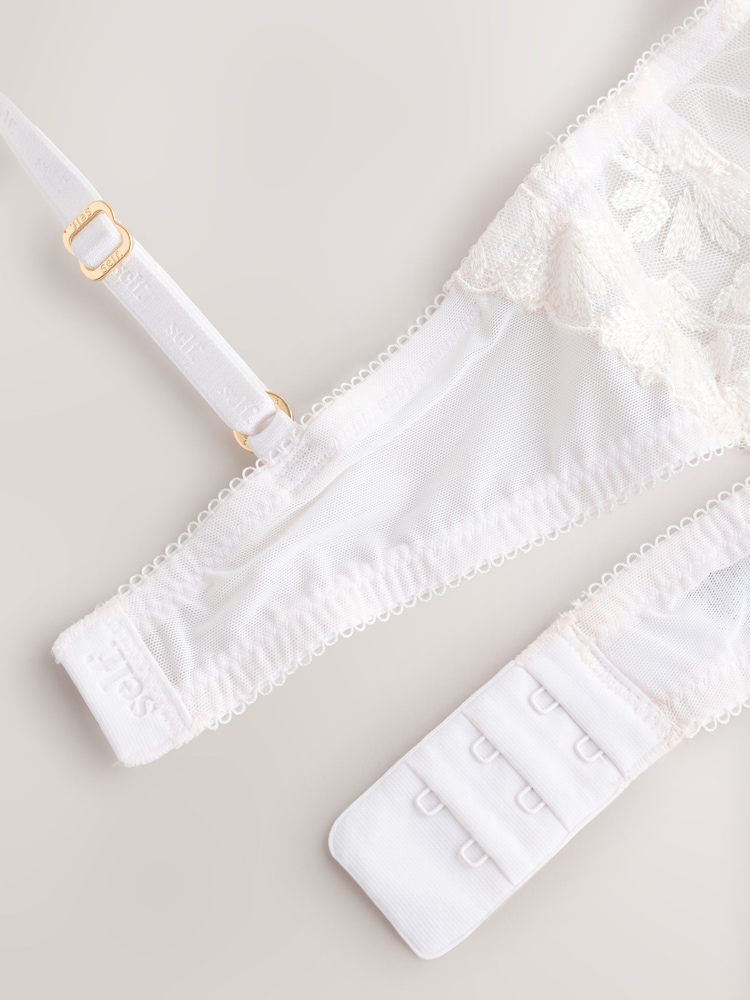 self. Cream Bralette Floral Print Lace Bra - Image 7 of 7 self. Cream Bralette Floral Print Lace Bra - Image 7 of 7