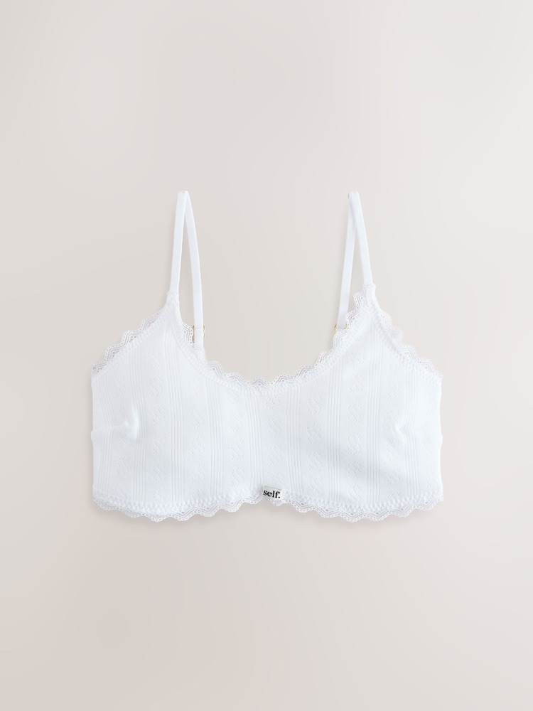 self. White Pointelle Bralette - Image 1 of 3