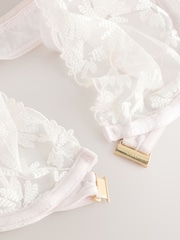 self. Cream Non Pad Balcony Floral Print Lace Bra - Image 8 of 9