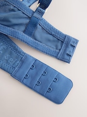 Bleu - Soutien-gorge en maille à logo sur l’ensemble - Image 11 of 11