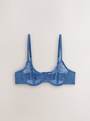 Bleu - Soutien-gorge en maille à logo sur l’ensemble - Image 2 of 11
