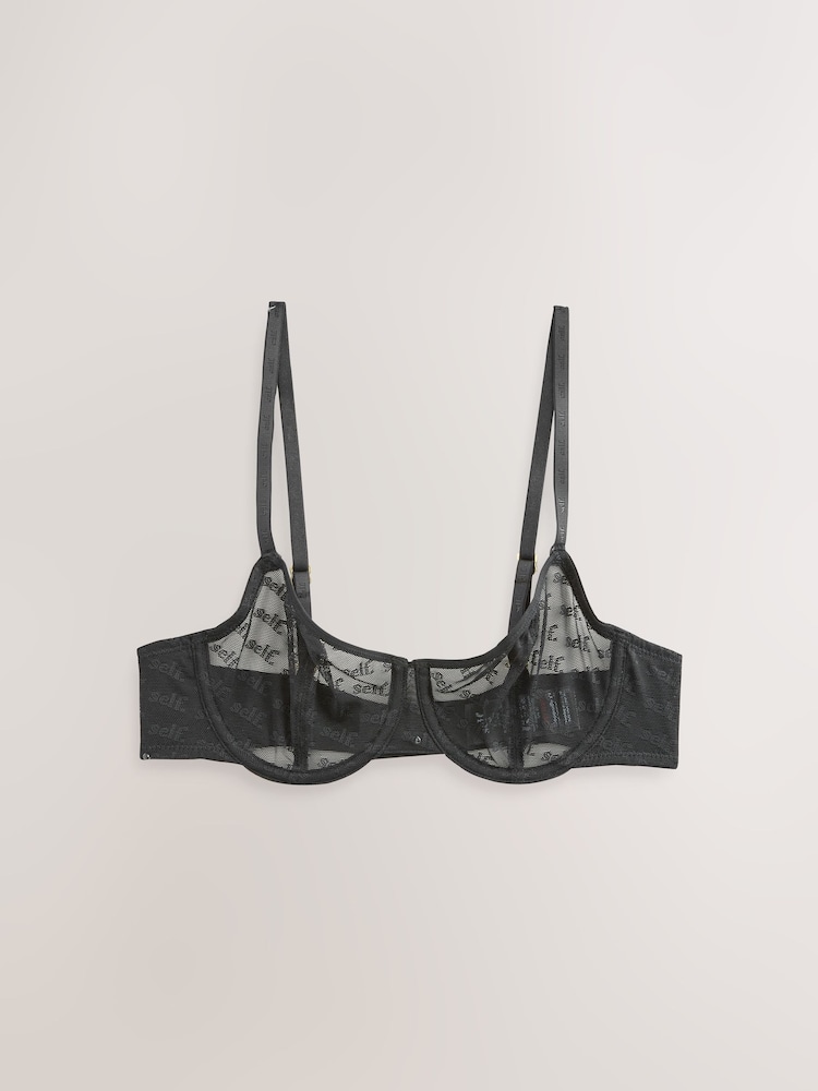Schwarz - All-Over Logo Mesh Bra - Image 9 of 11