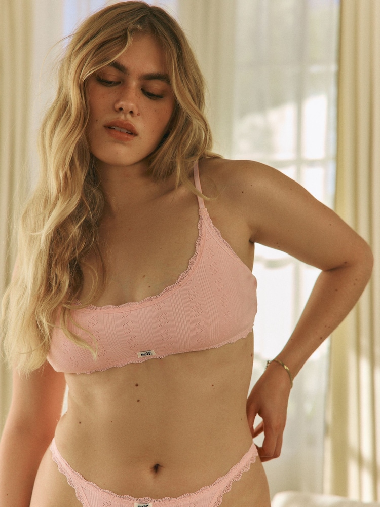 self. Pink Pointelle Bralette - Image 1 of 8
