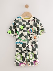 Multi Bright Checkerboard Happy Face Short Pyjamas 3 Pack (9mths-10yrs) - Image 3 of 7