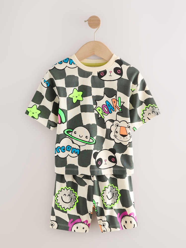 Multi Bright Checkerboard Happy Face Short Pyjamas 3 Pack (9mths-10yrs) - Image 3 of 7