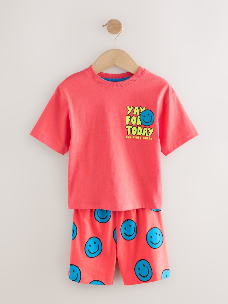 Multi Bright Checkerboard Happy Face Short Pyjamas 3 Pack (9mths-10yrs) - Image 4 of 7