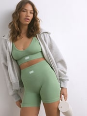 self. Matcha Green Seamfree Sports Crop Top - Image 4 of 8