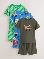 Blue/ Green/ Grey Surf van Short Pyjamas 3 Pack (9mths-8yrs) - Image 1 of 7