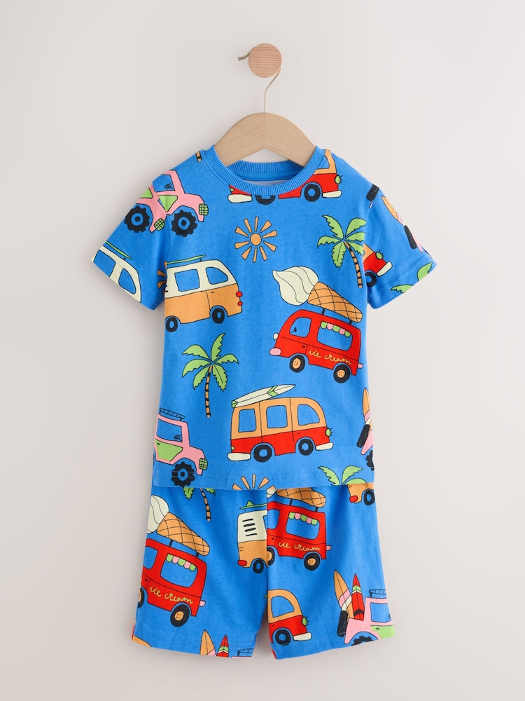 Blue/ Green/ Grey Surf van Short Pyjamas 3 Pack (9mths-8yrs) - Image 10 of 13