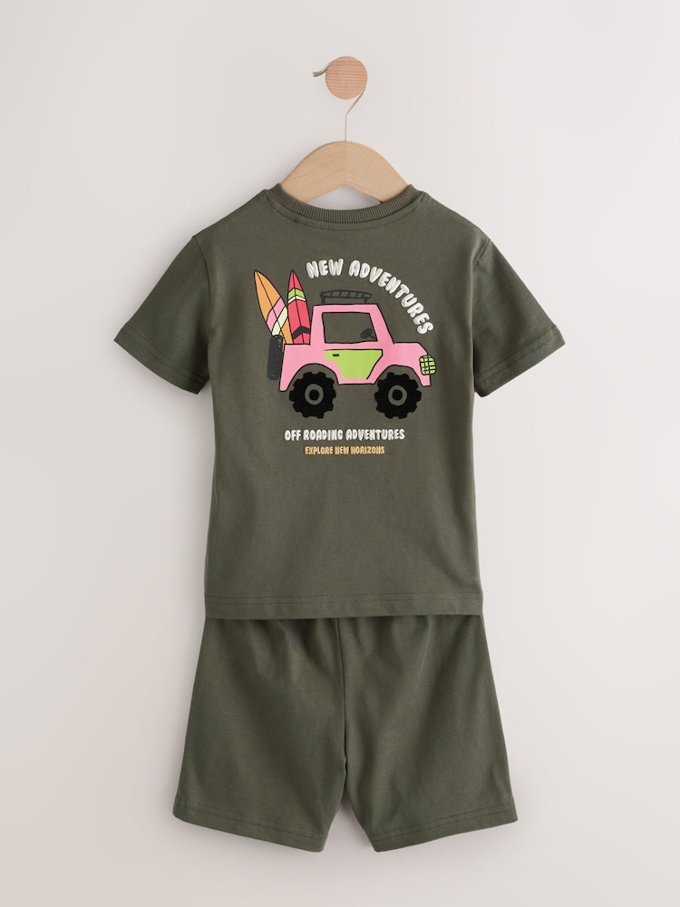 Blue/ Green/ Grey Surf van Short Pyjamas 3 Pack (9mths-8yrs) - Image 11 of 13