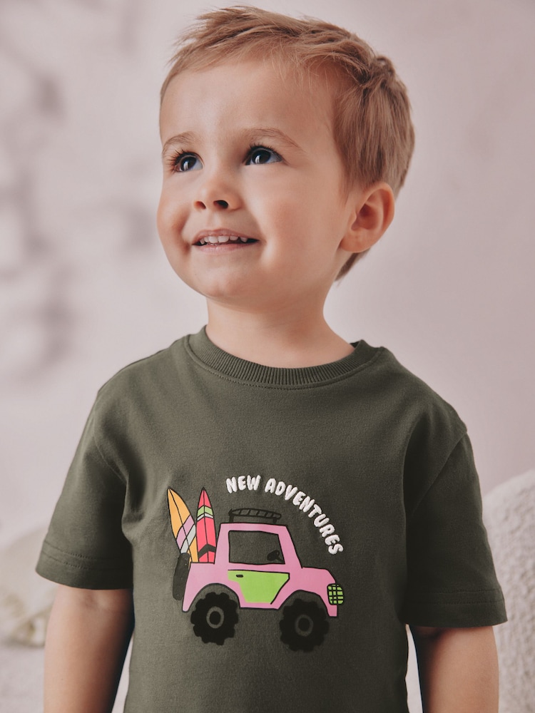 Blue/ Green/ Grey Surf van Short Pyjamas 3 Pack (9mths-8yrs) - Image 4 of 13